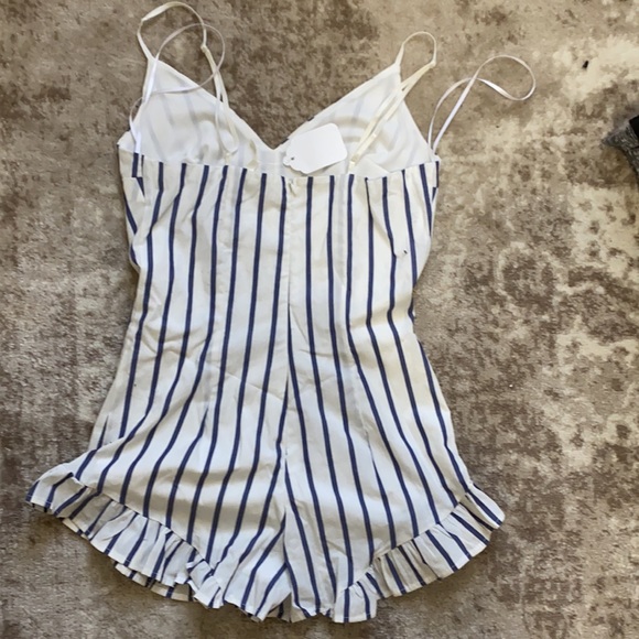 Pinstripe Ruffle Romper - Picture 4 of 5